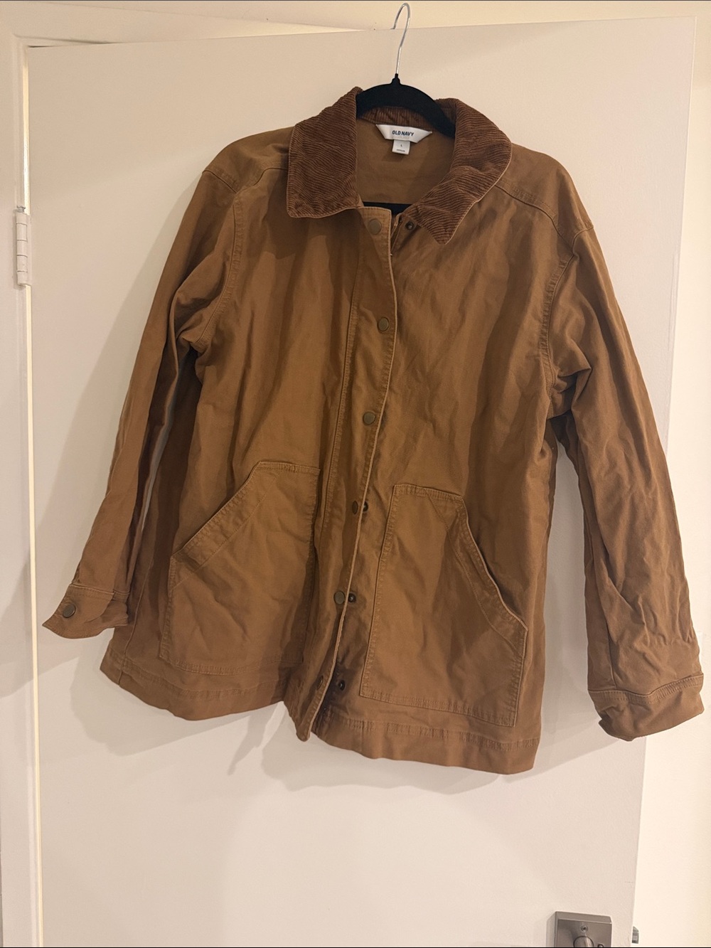 Women’s  Brown Canvas Barn Jacket with Corduroy Collar